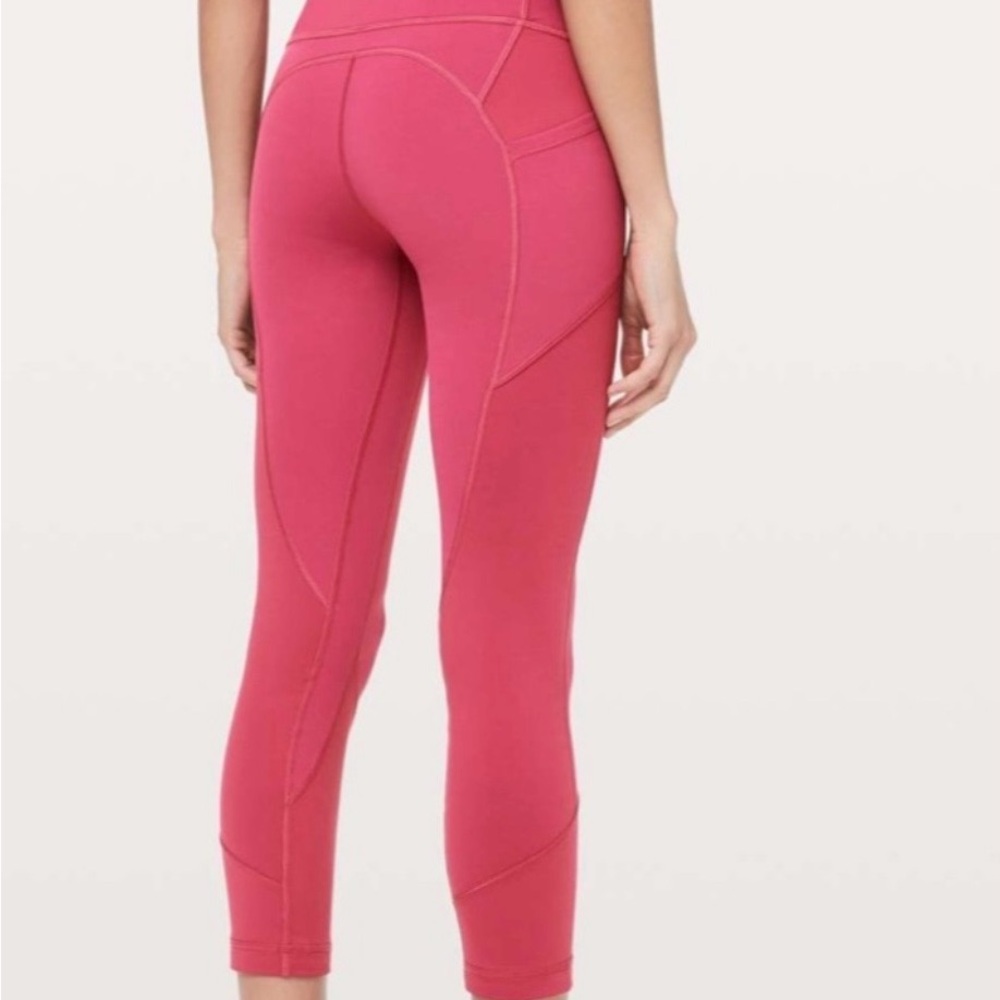 Pre-owned Lululemon All The Right Places Crop Red SZ 6 25”